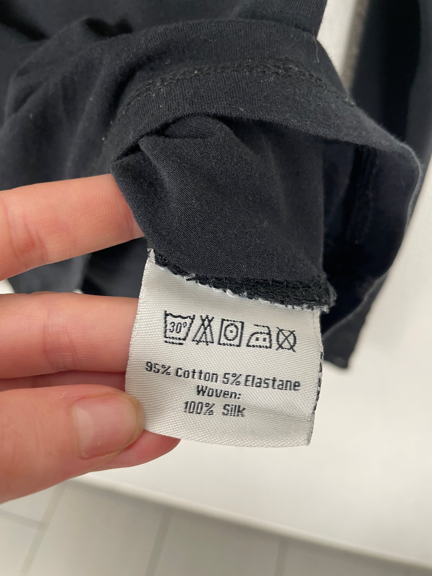 Vintage style 2000s black lace-trim stretch long sleeve top by NIL