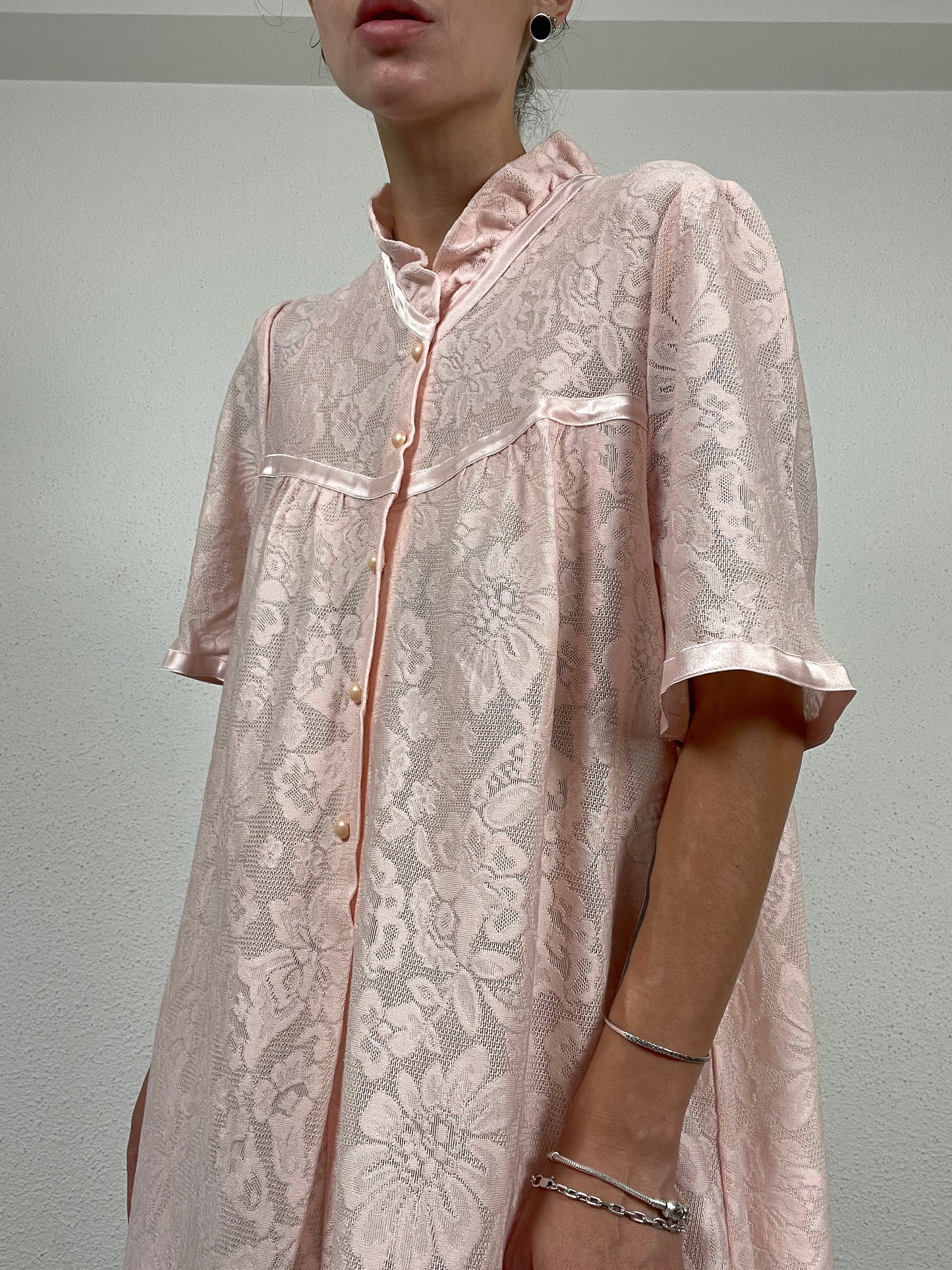 Vintage Hanro Pink Lace Nightgown – Size M