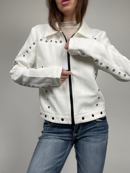 Vintage White Grommet Detail Jacket