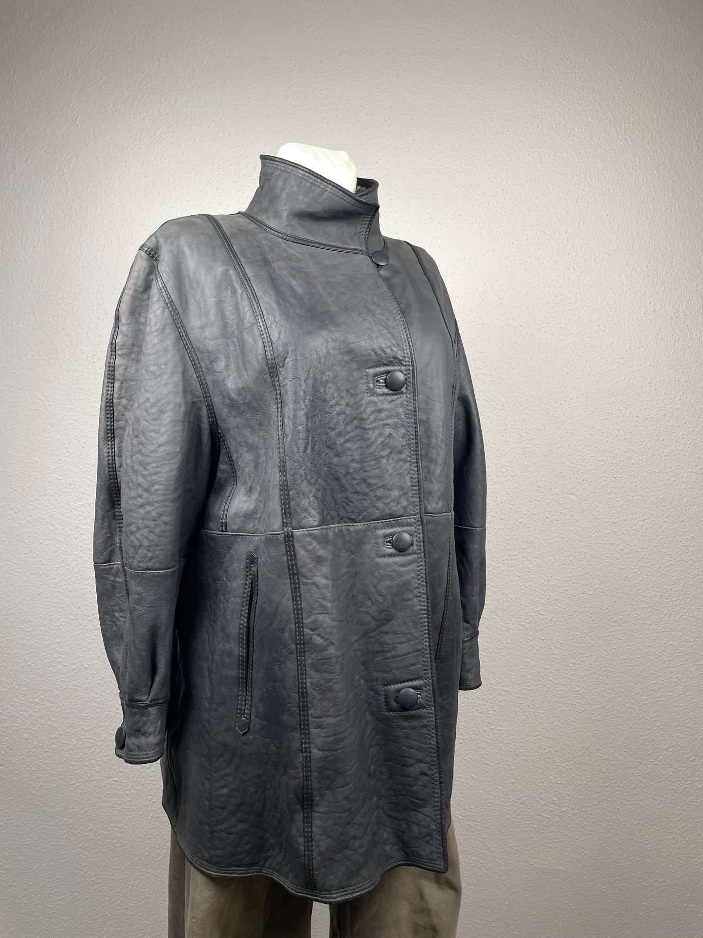 Vintage ’90s reversible genuine leather & curly shearling coat.