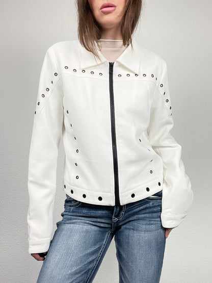 Vintage White Grommet Detail Jacket