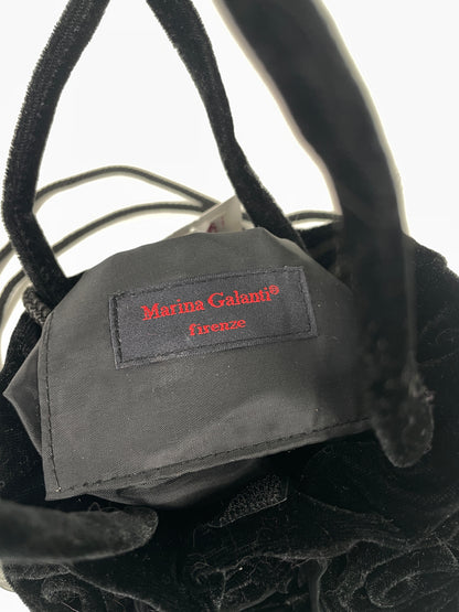 Vintage Y2K black velvet rose mini bag – Marina Galanti, Italy