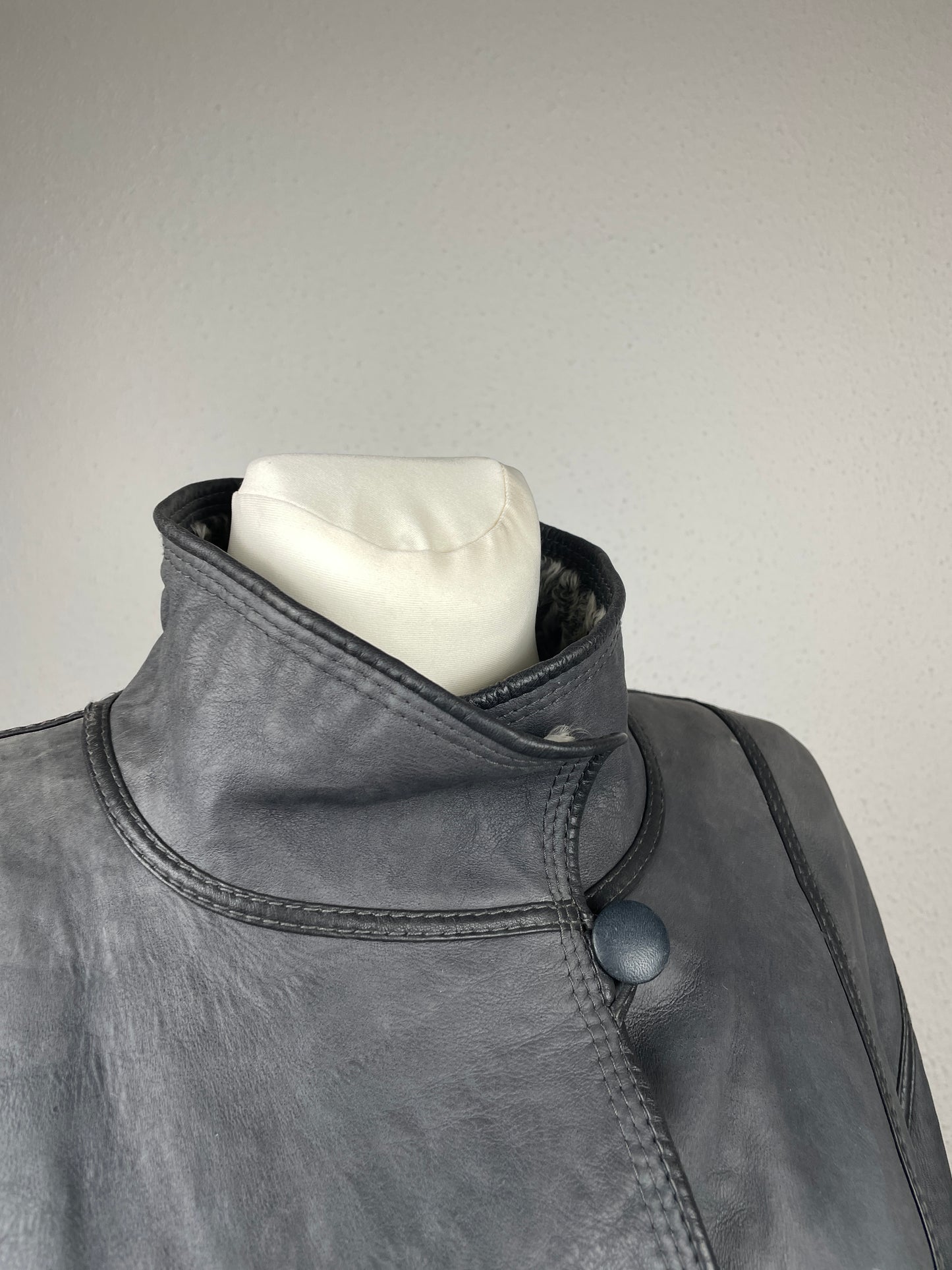 Vintage ’90s reversible genuine leather & curly shearling coat.