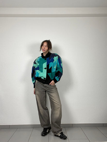 Vintage 80s suede patchwork jacket