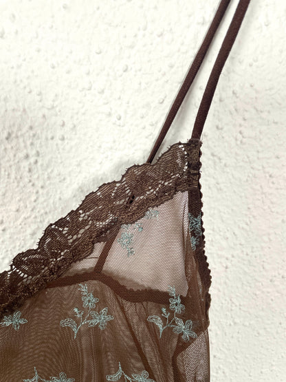 Floral Embroidered Mesh Top