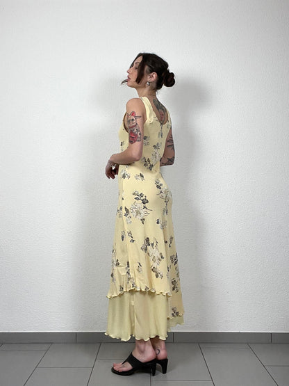 Karida Vintage yellow Floral Dress