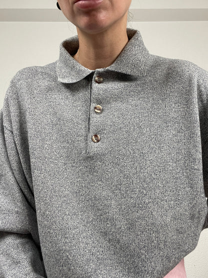 East West Grey Knit Polo Sweater – Size M