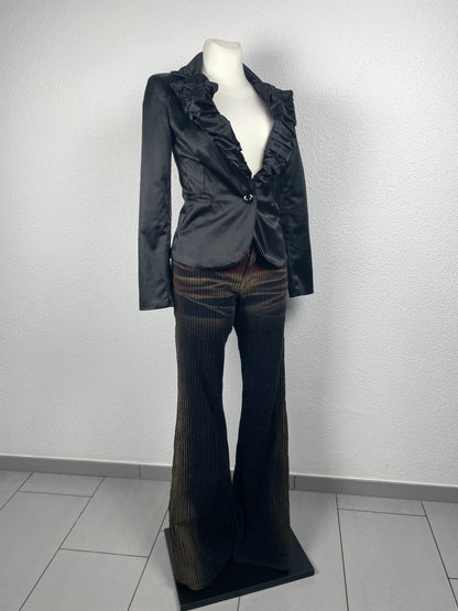 Y2K vintage Italian ruffled satin blazer