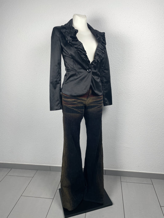 Y2K vintage Italian ruffled satin blazer