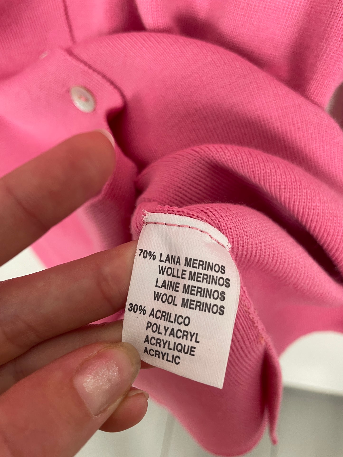 Vintage Italian Pink Merino Wool Cardigan – Size L