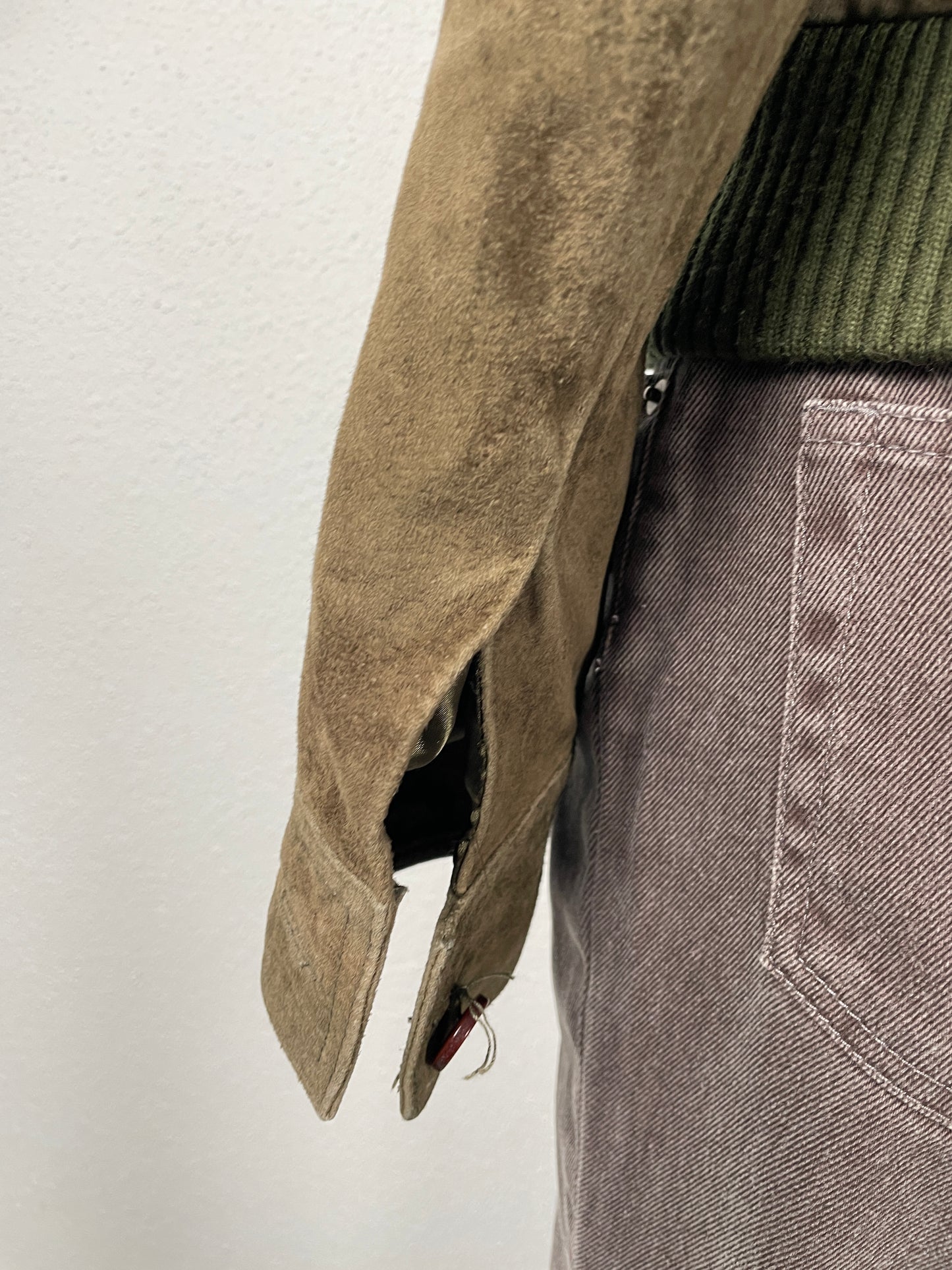 Vintage Y2K 2000s suede khaki jacket