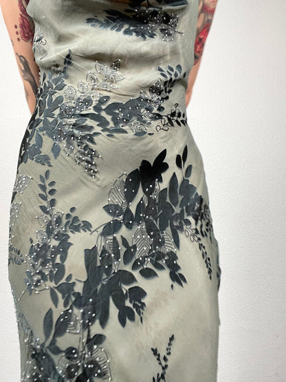Green Evening Silk Vintage Dress