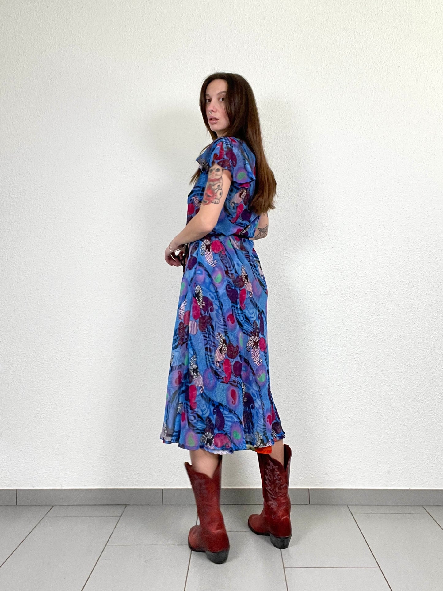 Vintage Y2K Two-Tone Reversible Floral Dress