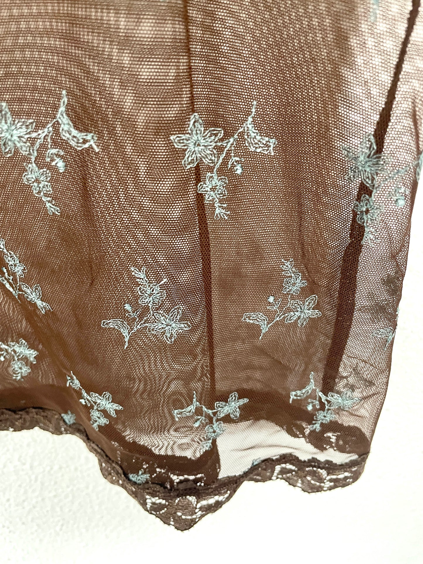 Floral Embroidered Mesh Top