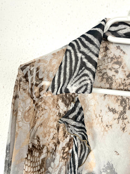 Vintage Y2K Zebra Print Wrap Blouse