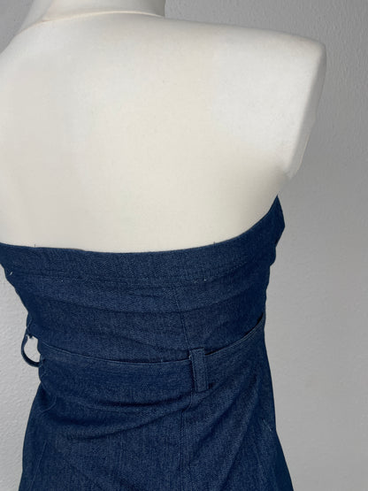 Vintage Y2K Strapless Denim Mini Dress with Belt – Size S