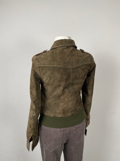Vintage Y2K 2000s suede khaki jacket