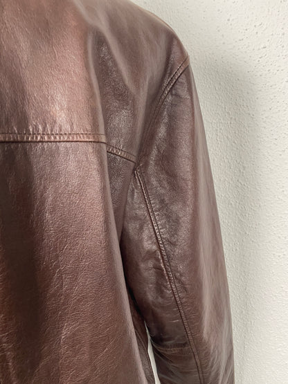 Vintage Y2K 2000s brown leather trench coat