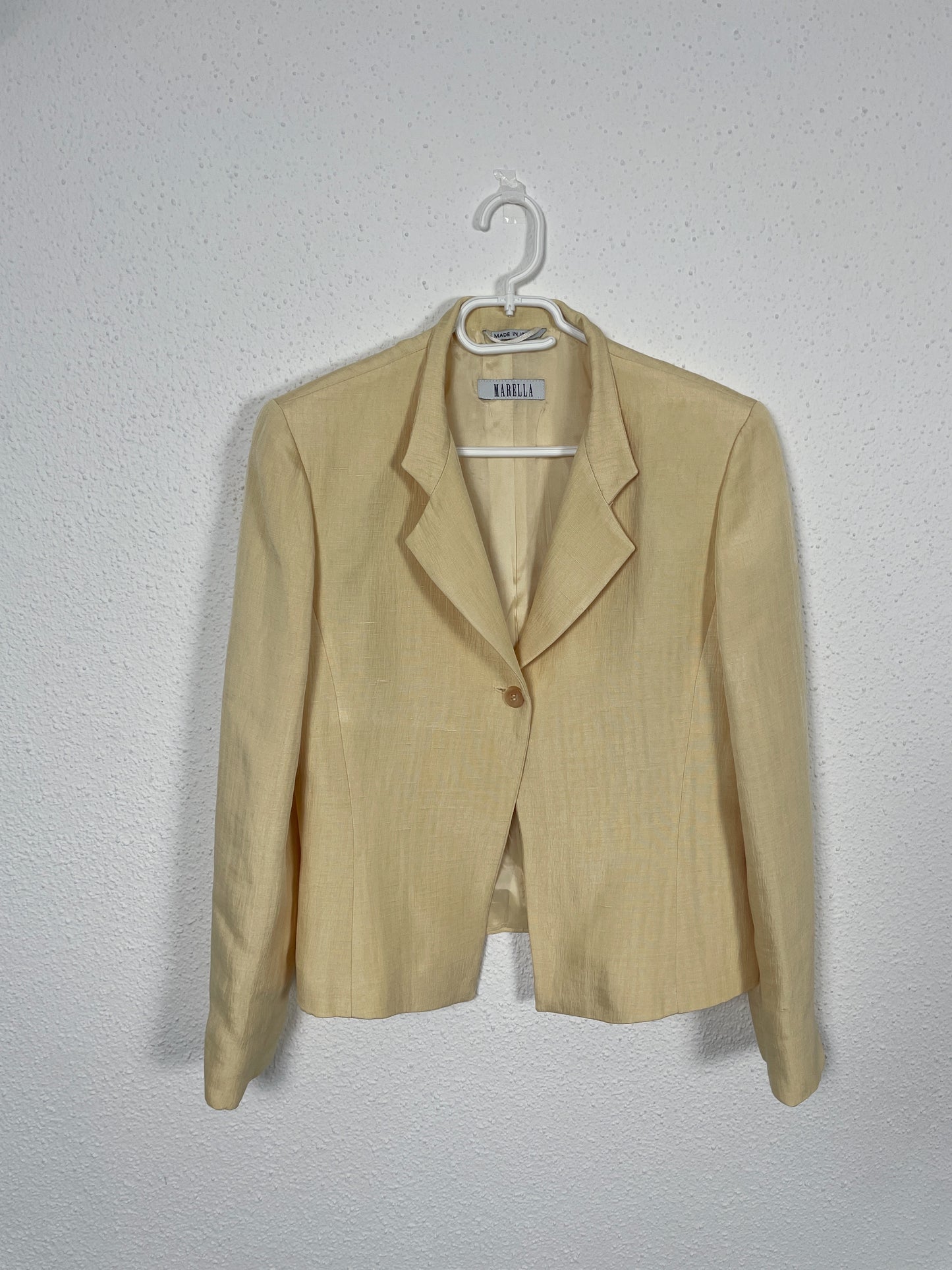 Vintage butter yellow Marella linen blend blazer