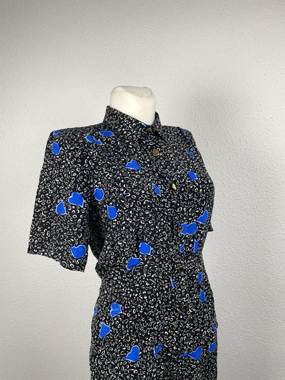 Vintage late 80s / early 90s Roger Sakoun Paris pure silk two-piece set.