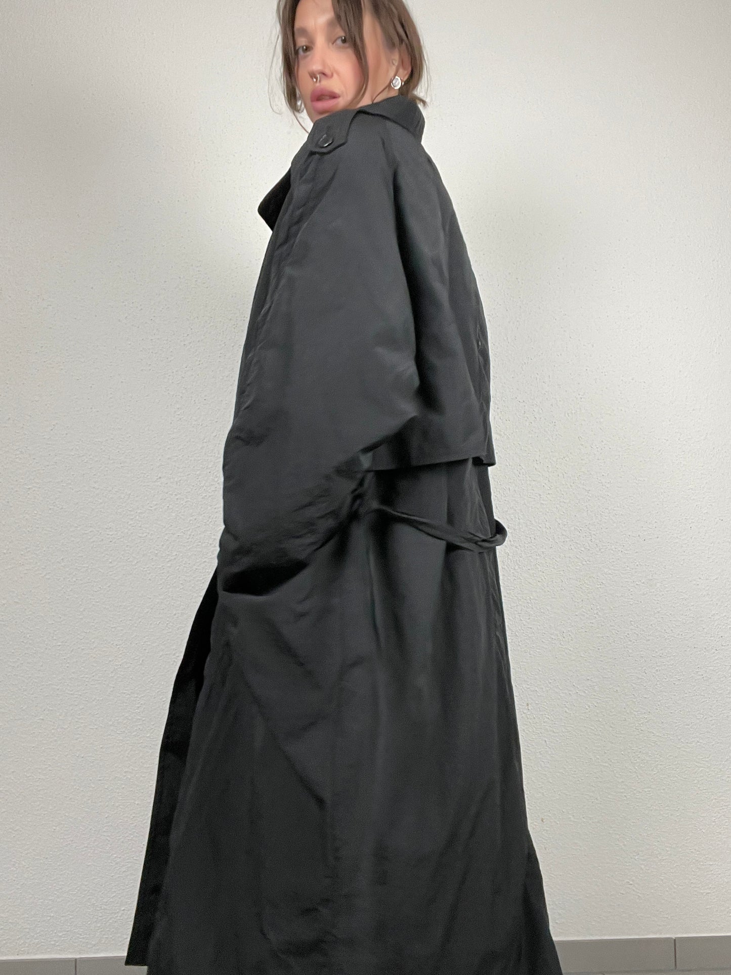 Vintage 1990s oversized black trench coat