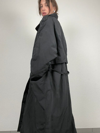 Vintage 1990s oversized black trench coat