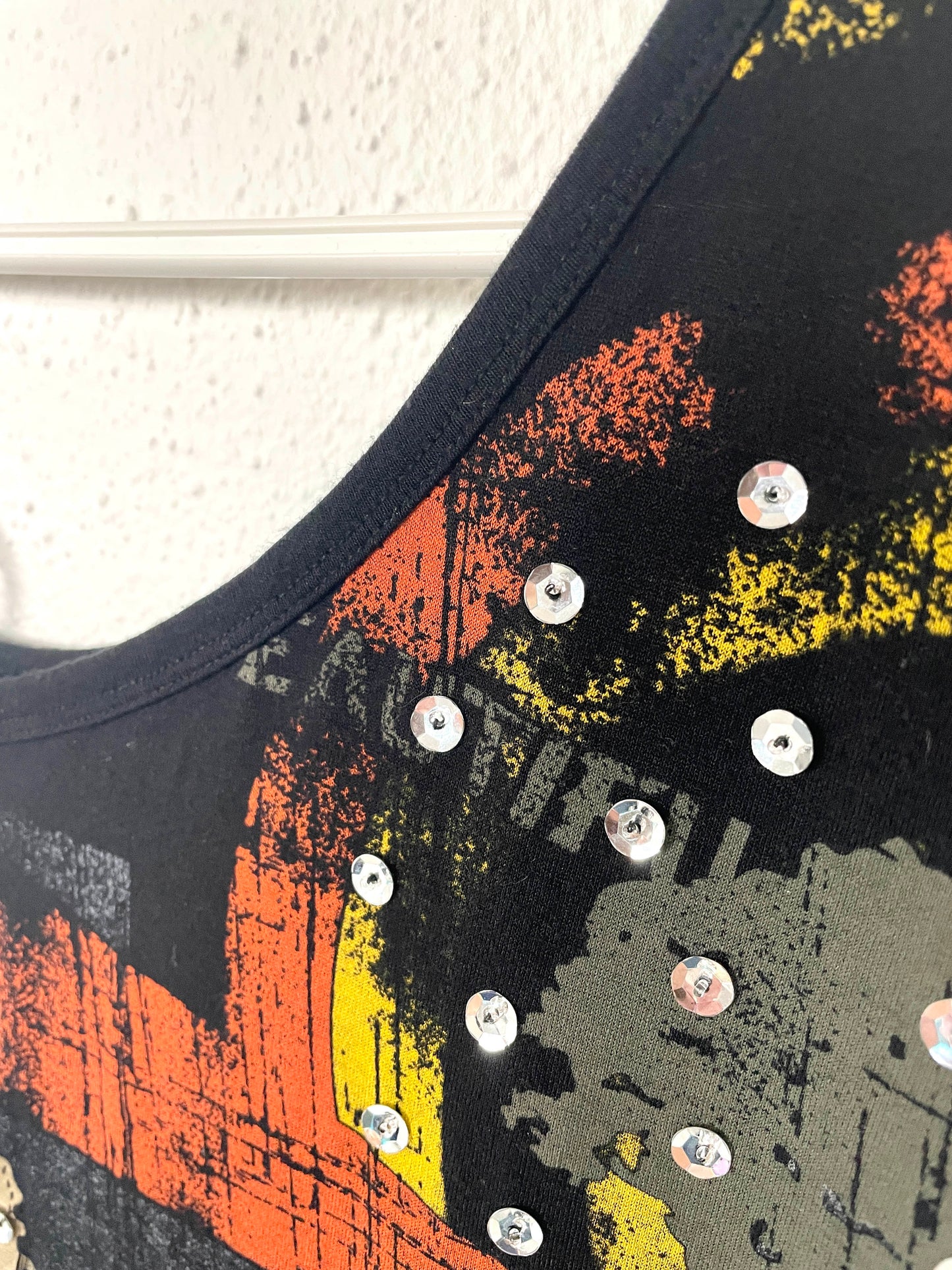 Vintage Y2K Black Sequin Shoulder Top