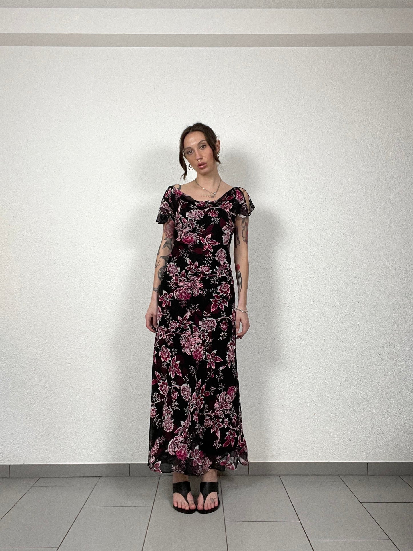 Vintage Floral Silk Dress by CC