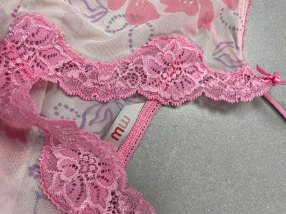 Vintage Sheer Pink Lace Cami Top
