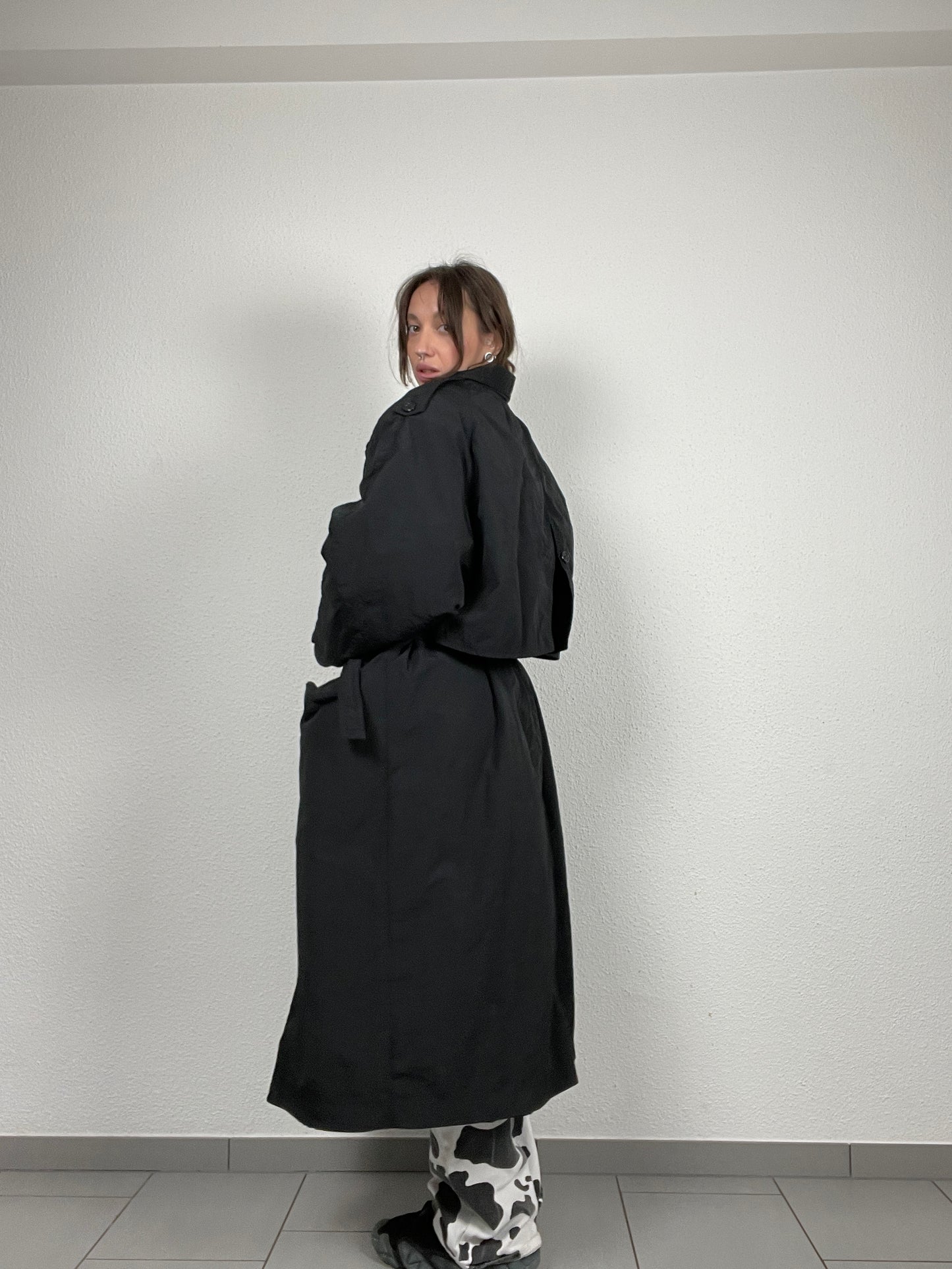 Vintage 1990s oversized black trench coat
