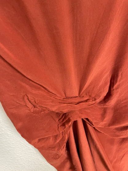 AllSaints Riviera V Dress in Rust Silk Blend