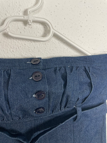 Vintage Y2K Strapless Denim Mini Dress with Belt – Size S