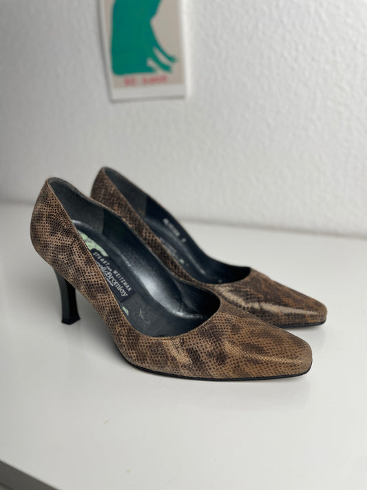 90s Stuart Weitzman for Russell & Bromley Snake Print Pumps
