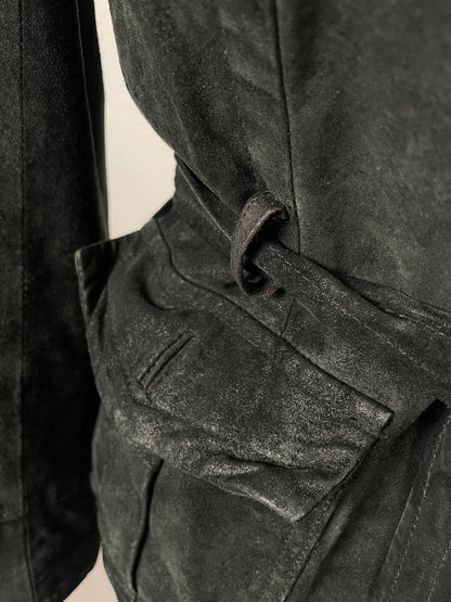 Vintage Y2K black suede jacket with a belt