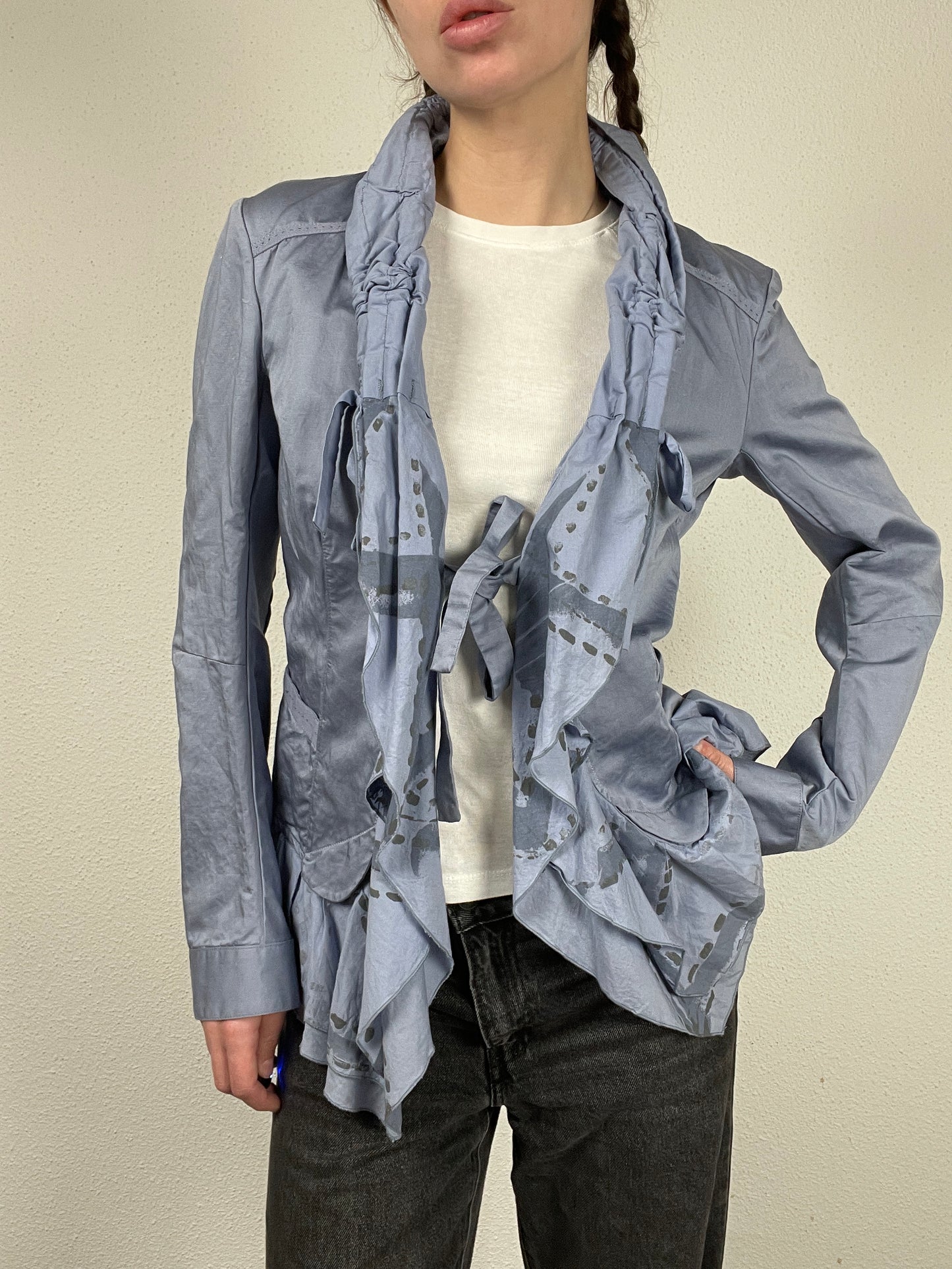 Y2K Marithé + François Girbaud ruffled jacket (Made in Italy, size L)