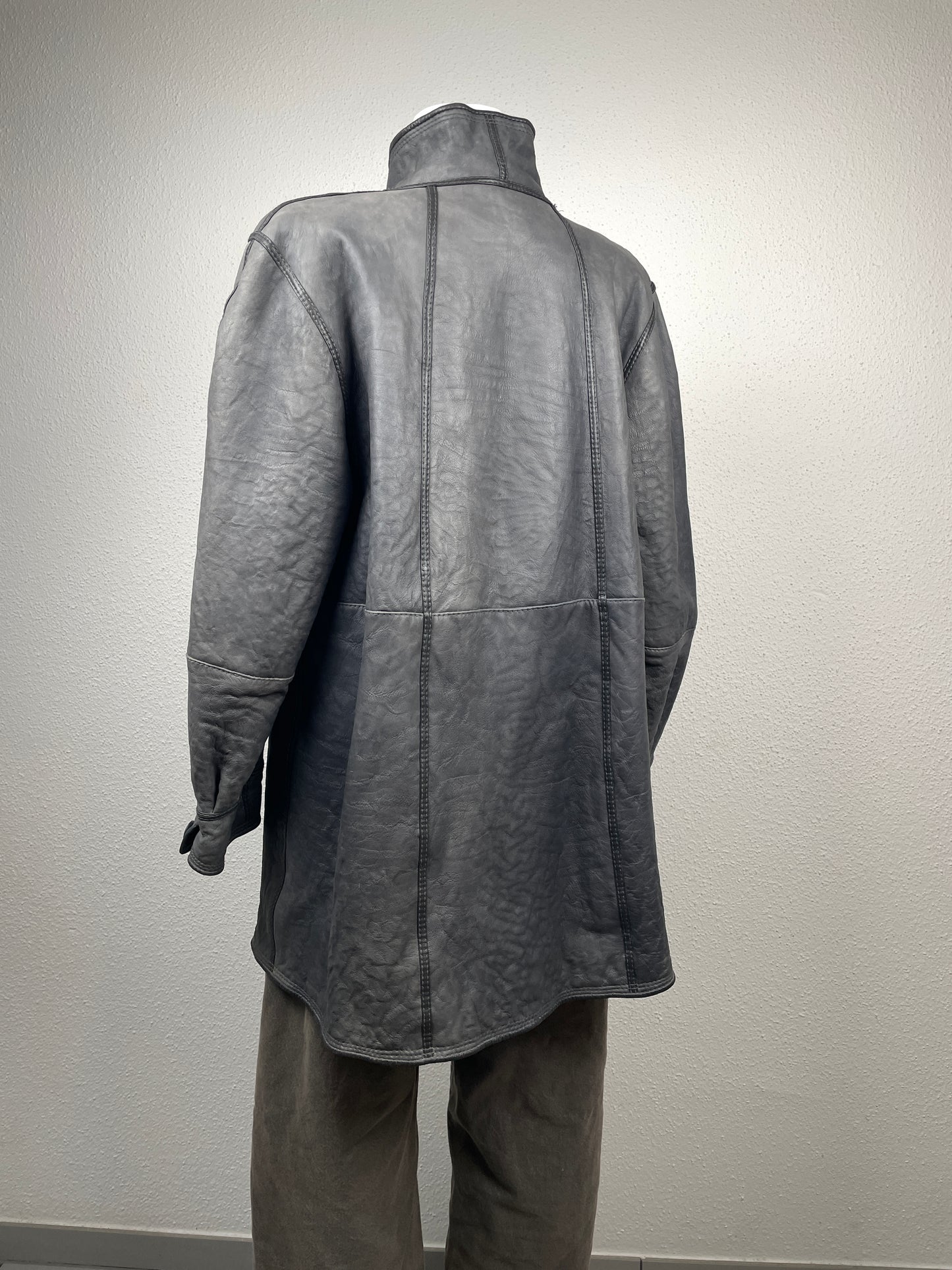 Vintage ’90s reversible genuine leather & curly shearling coat.