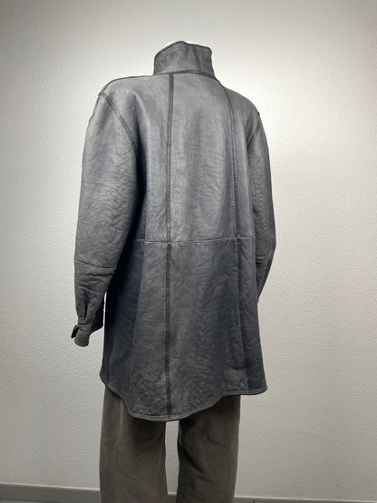 Vintage ’90s reversible genuine leather & curly shearling coat.