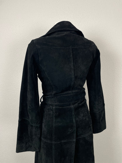 Vintage late 90s suede midi trench coat