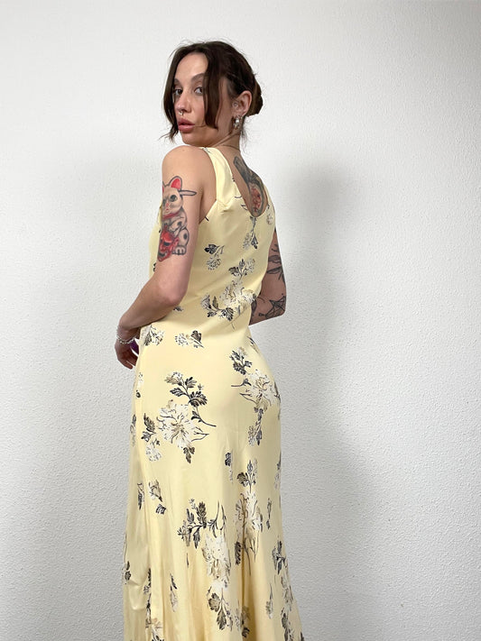 Karida Vintage yellow Floral Dress