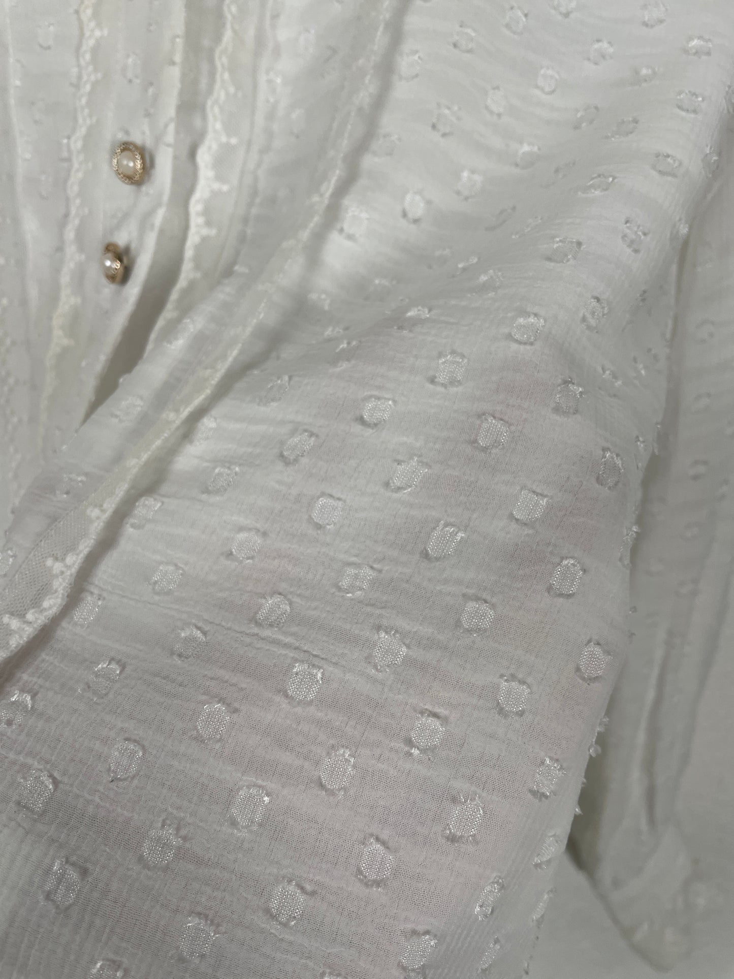 Vintage white lace-trim blouse