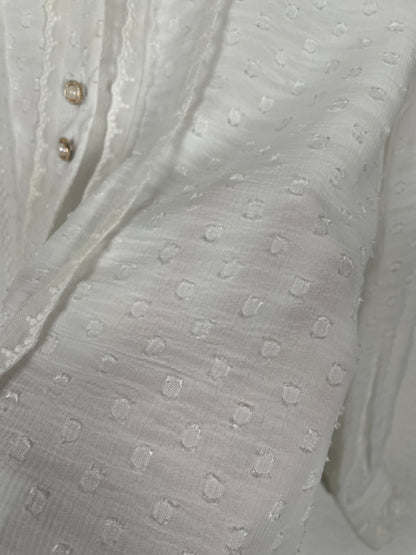 Vintage white lace-trim blouse