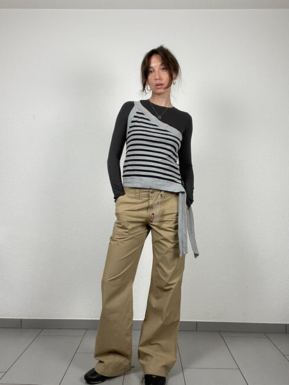 Vintage Y2K beige cargo pants wide leg, new with a tag