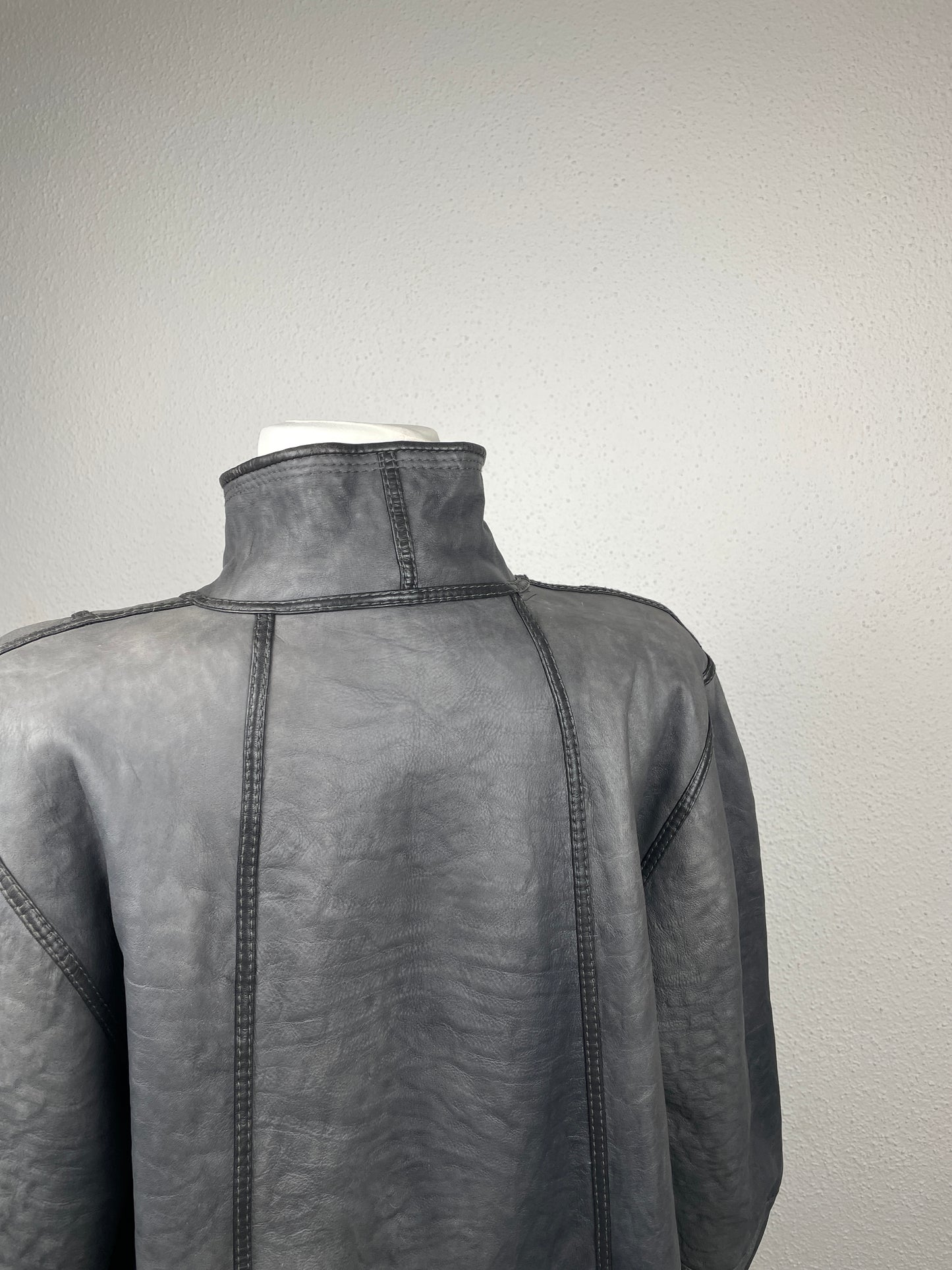 Vintage ’90s reversible genuine leather & curly shearling coat.