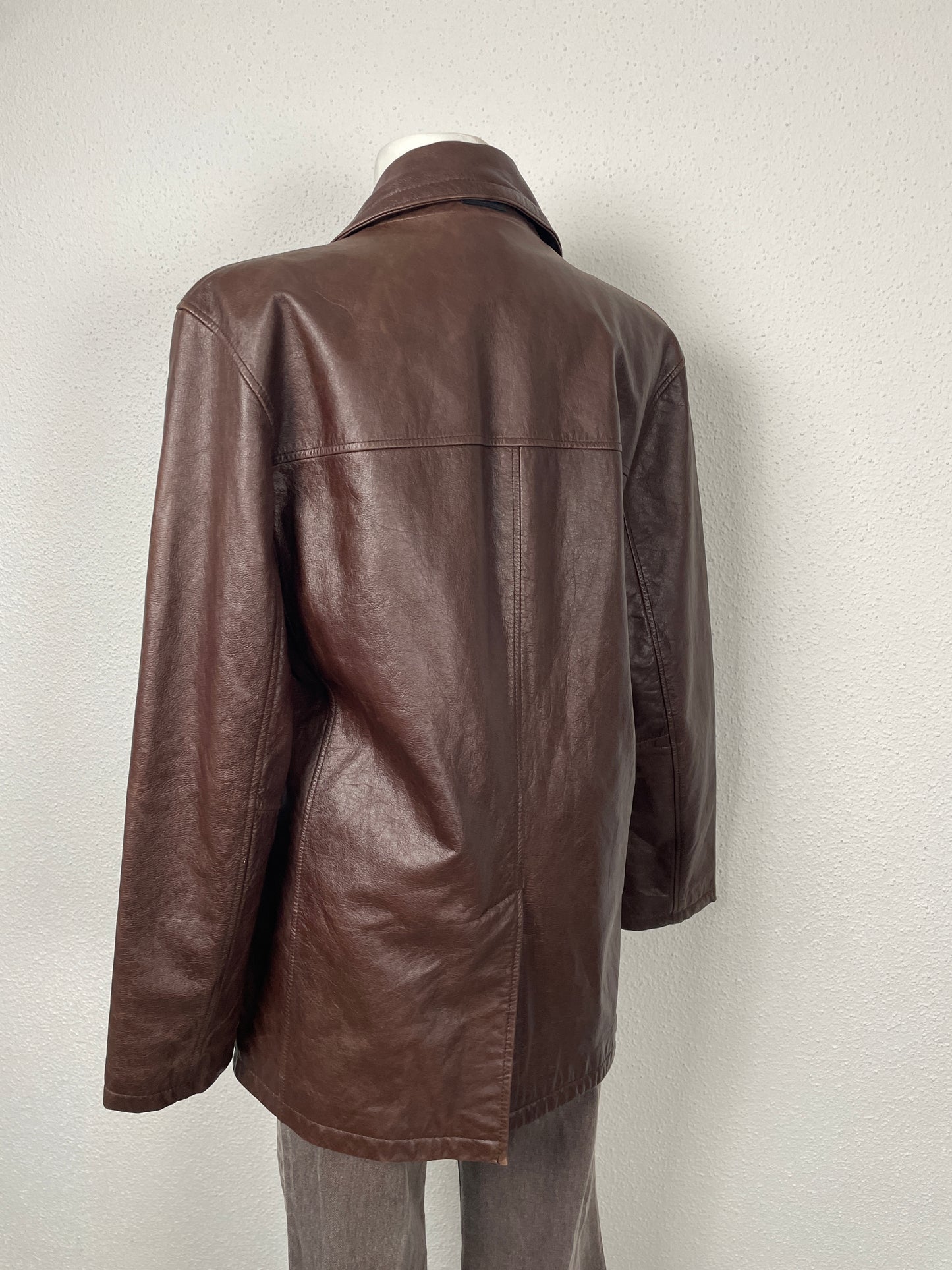 Vintage Y2K 2000s brown leather trench coat