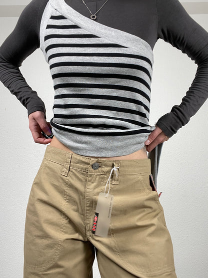 Vintage Y2K beige cargo pants wide leg, new with a tag