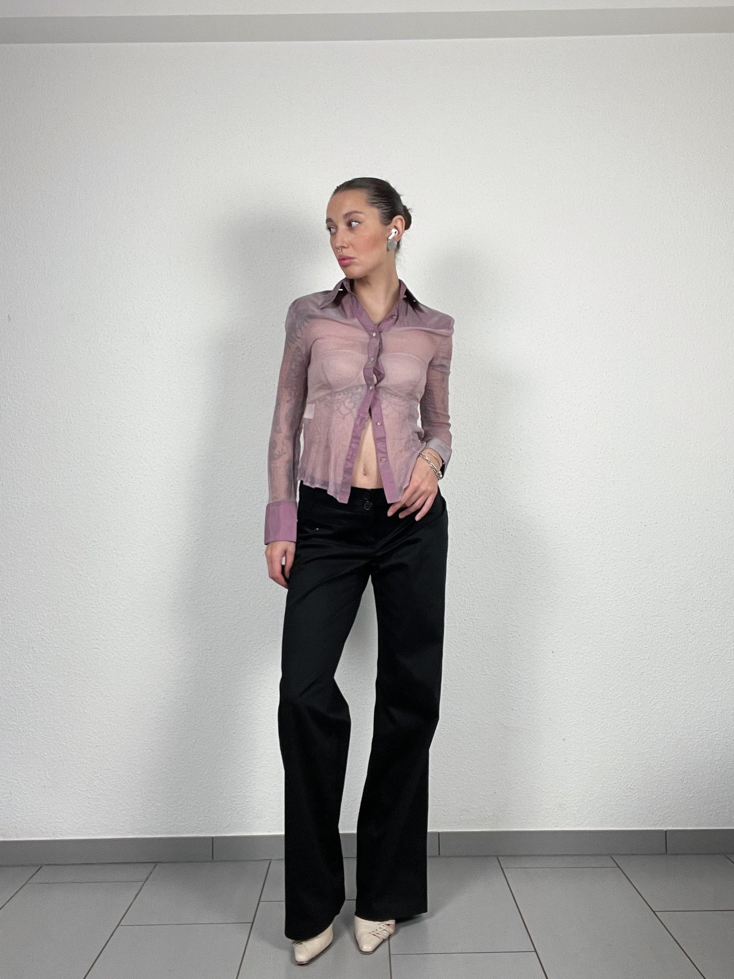 Vintage Black Wide-Leg Pants – Size L/XL