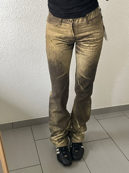 Just Cavalli vintage 2001 gold coated jeans
