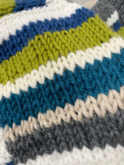 Vintage hand-knitted striped chunky cardigan