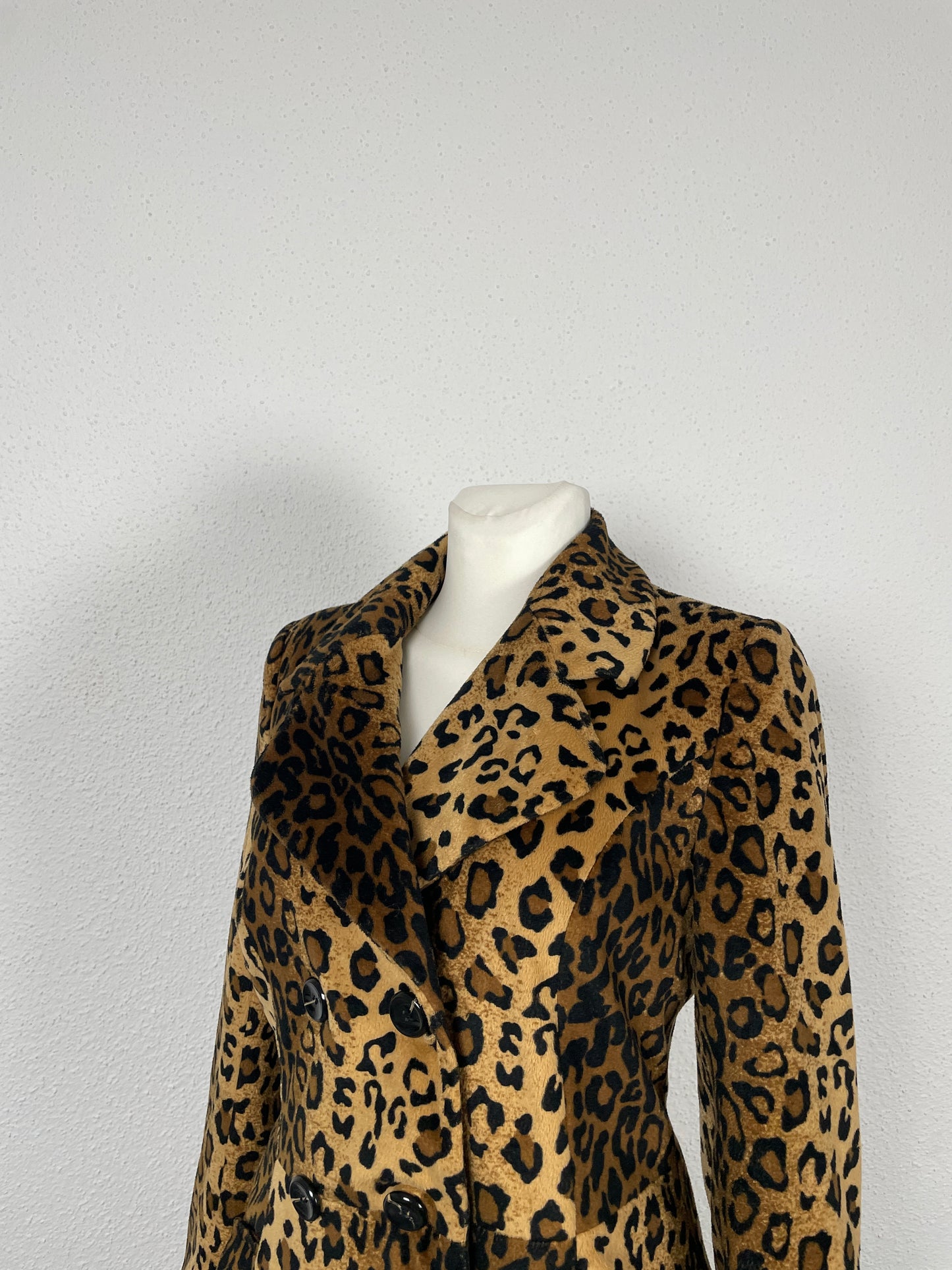Vintage Leopard Print Double-Breasted Coat