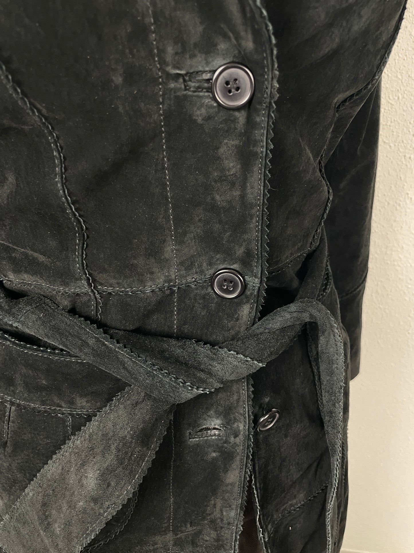 Vintage late 90s suede midi trench coat